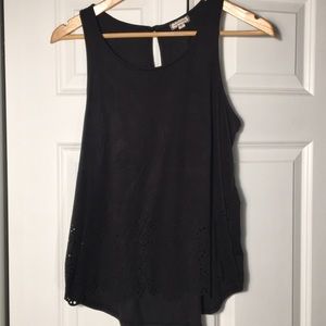 Black Suede Eyelet High Low Tank